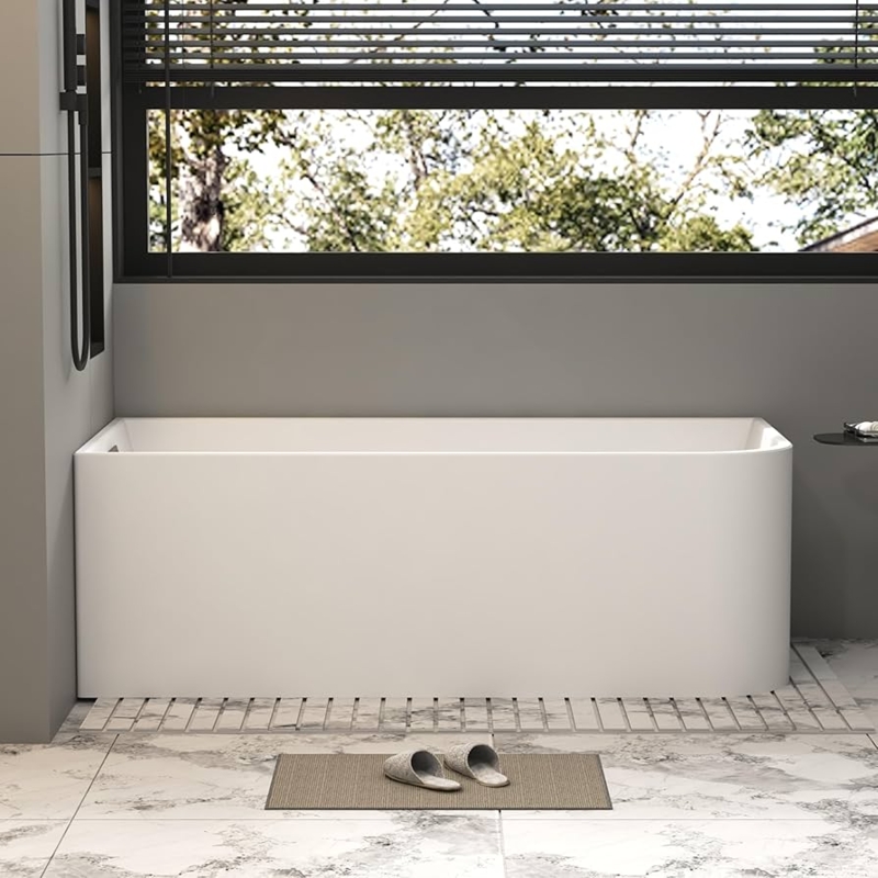 Freestanding Soaking Bathtub in Corner Wave Style