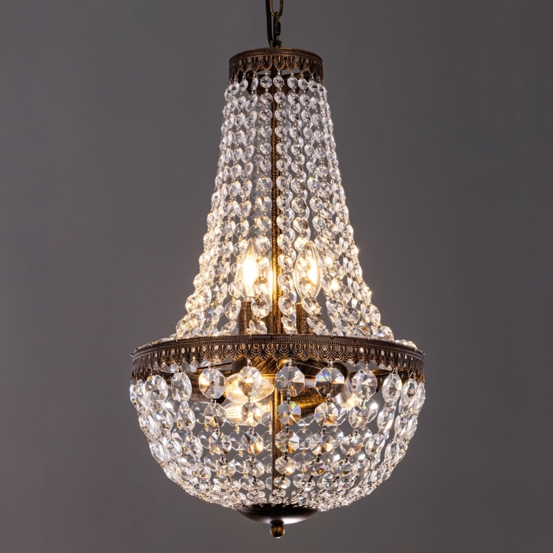 French Empire Chandelier Tiered Beads Farmhouse Crystal Light Fixture