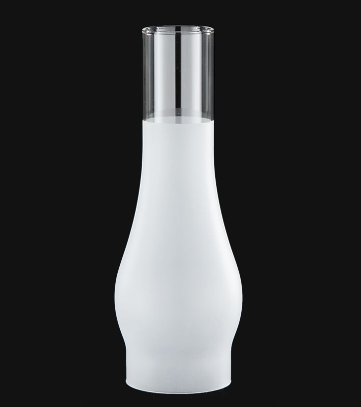 Frosted Lamp Chimney Clear Top Rim Hurricane Silhouette Traditional