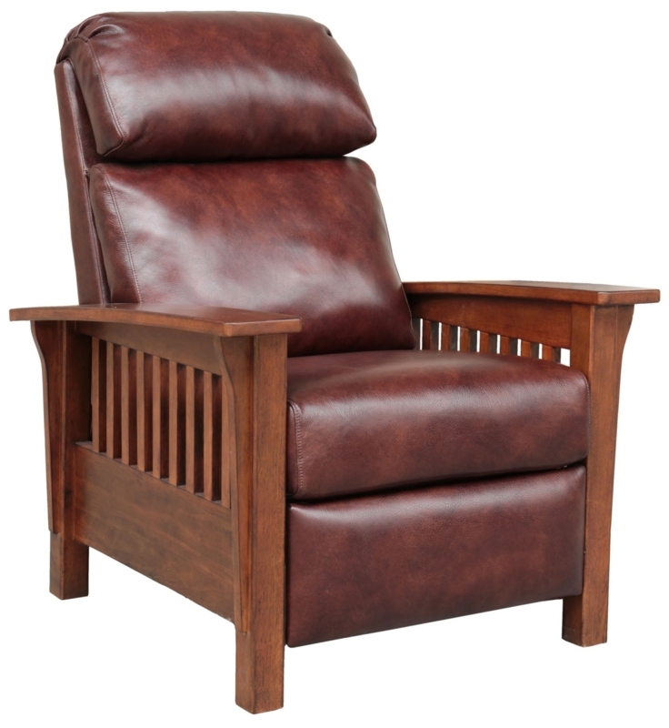 Fudge Brown Mission Recliner Walnut Wood Slat Sides Satin
