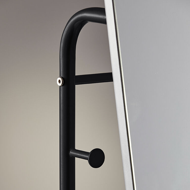 Full Length Mirror Matte Metal Frame Side Storage Peg Industrial Modern