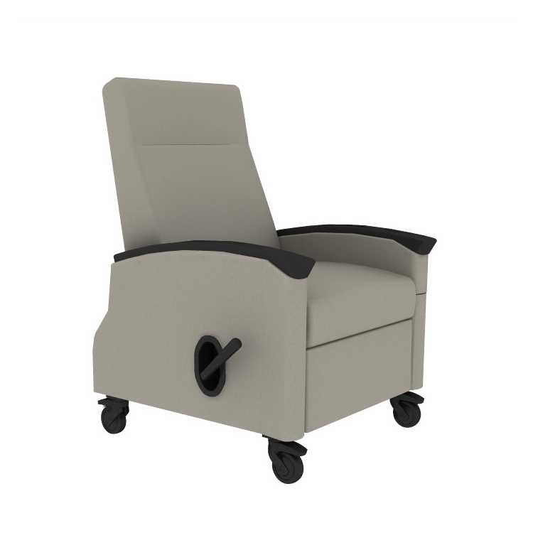 Functional Healthcare Recliner, Removable Armrests, Hudson Ash Grey, Casters.