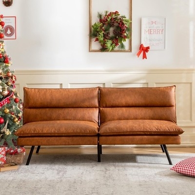 Futon Sofa Bed/Couch,3 Memory Foam Small Splitback Sofa Saddle Brown