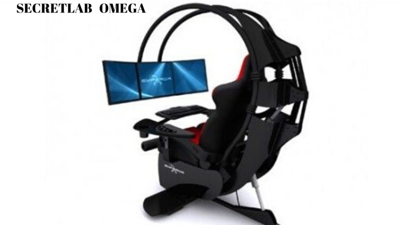 Futuristic Gaming Workstation with Triple Monitor Mount and Curved Frame