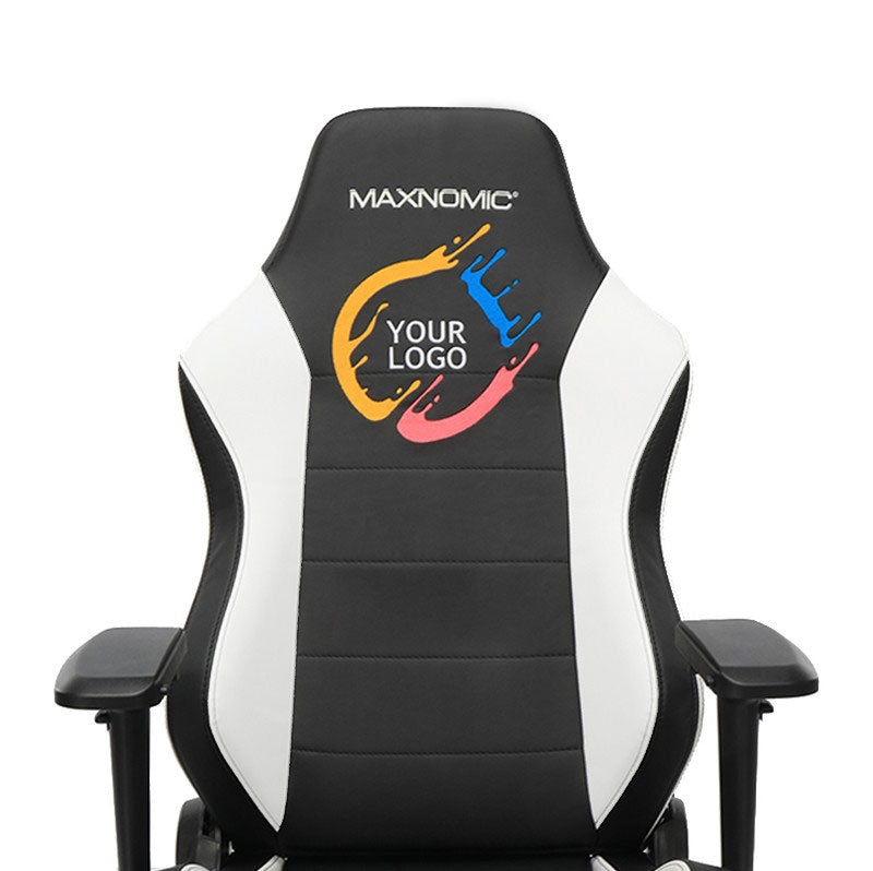 Gaming Chair with Custom Logo Branding in Black and White Contrast