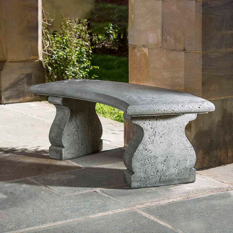 Garden Bench Cast Stone Alpine Grey Pedestal Legs Provencal