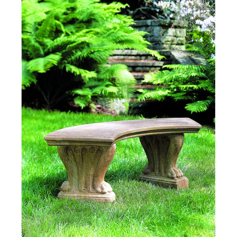 Garden Bench Cast Stone Ornate Paw Feet Classical Weathered Beige