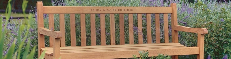 Garden Bench Flat Armrests Traditional Style Engraved Wood