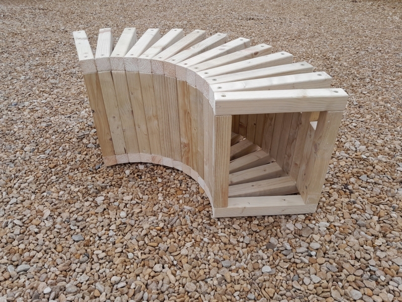 Garden Bench Segmented Timber Hollow Box Frame Modern Minimalist