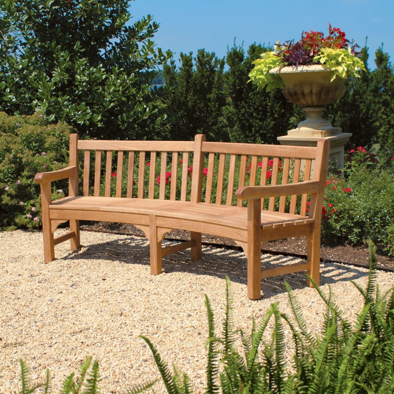 Garden Bench Traditional Teak Slatted Back With Armrests