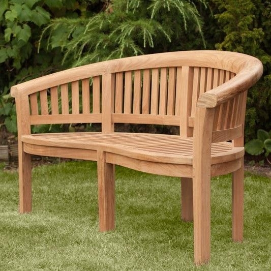 Garden Bench Windsor Style Curved Slat Back Teak Wood