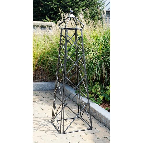 Garden Obelisk, Charcoal Gray Diamond Lattice Trellis, Architectural