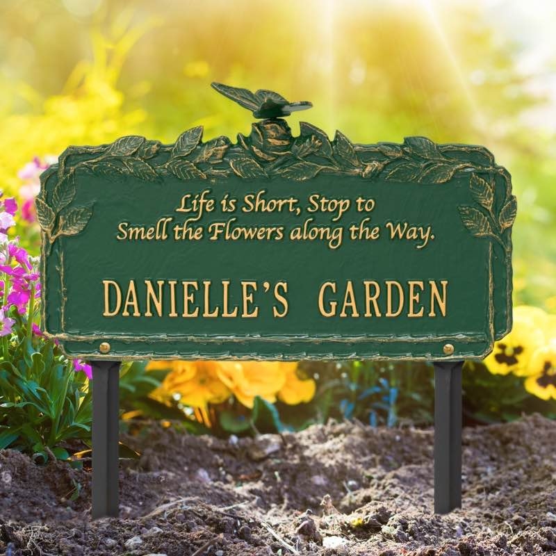 Garden Plaque in Forest Green with Butterfly Ornament Border