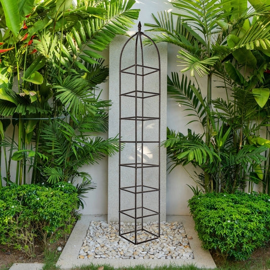 Garden Trellis, Dark Bronze Tiered Metal Obelisk Frame, Architectural