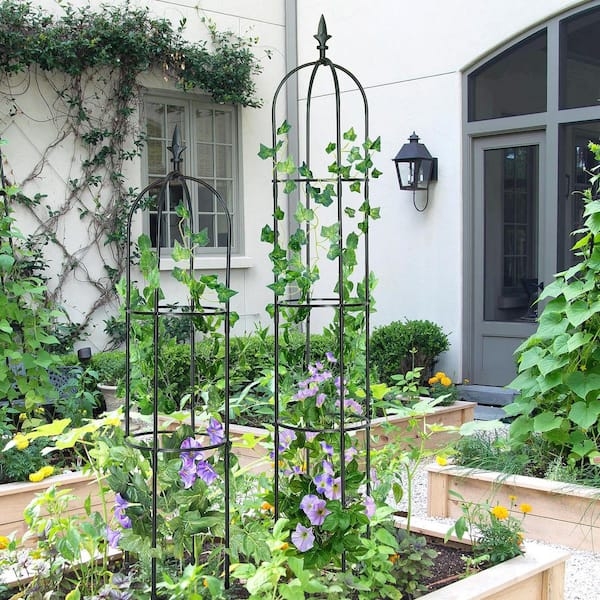 Garden Trellis Tower Structure Matte Black Tapered Dome Rustproof