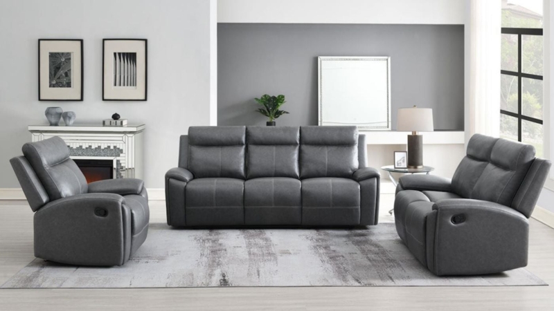 Gaston Reclining Sofa Set - Gray