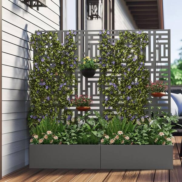 Geometric Laser Cut Trellis Planter with Dual Base