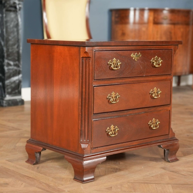 Georgian Revival Nightstand with Fluted Pilasters and Ogee Feet