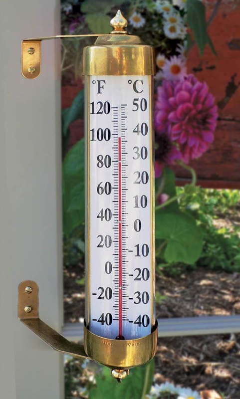 Giant Wall Thermometer Brass Toned Large Numerals Dual Scale Garden Classic