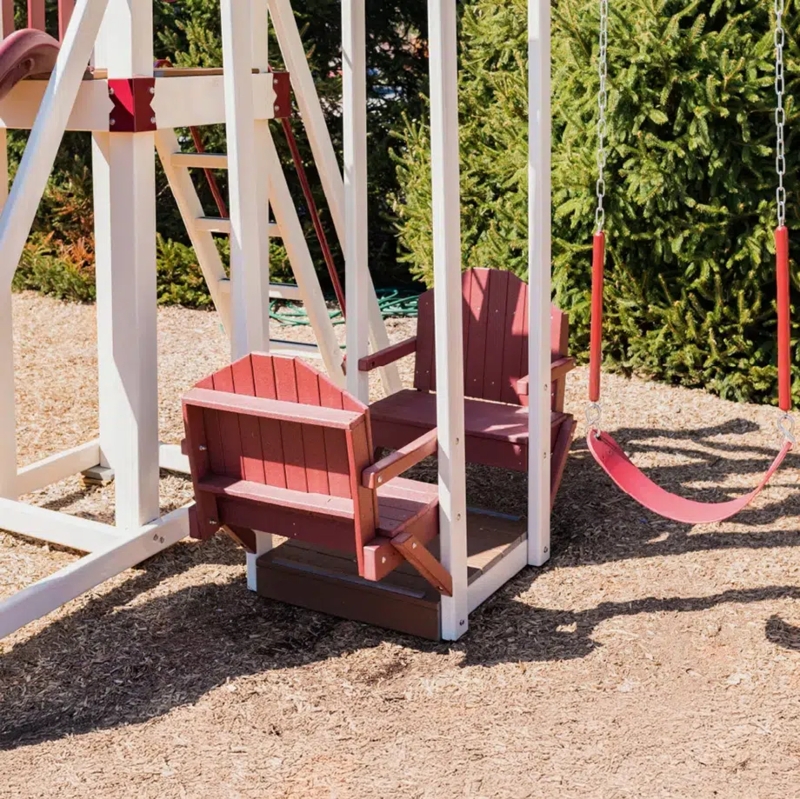 Glider Swing Adirondack Influence Face-to-Face Seating in Burgundy Red
