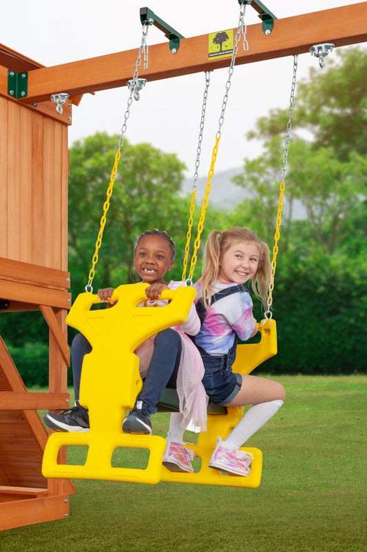 Glider Swing Back-to-Back Seating with Yellow Vinyl Coating Chains