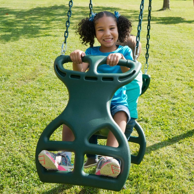 Glider Swing Dual Seating with Ergonomic Handles in Matte Forest Green