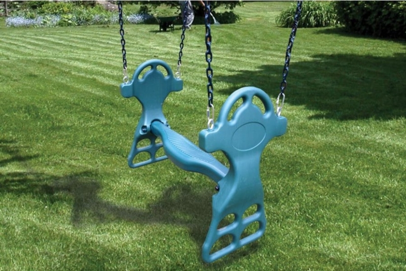 Glider Swing Face-to-Face Seating in Matte Teal Green Molded Plastic