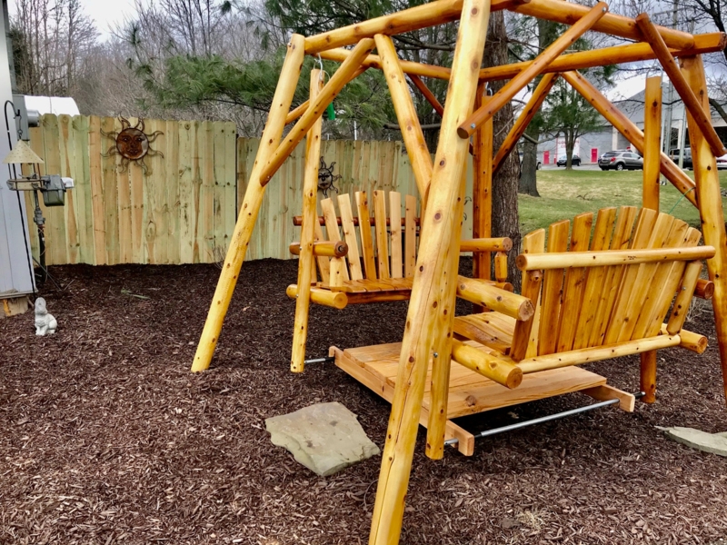 Glider Swing Rustic Log Timber Frame with Face-to-Face Seating