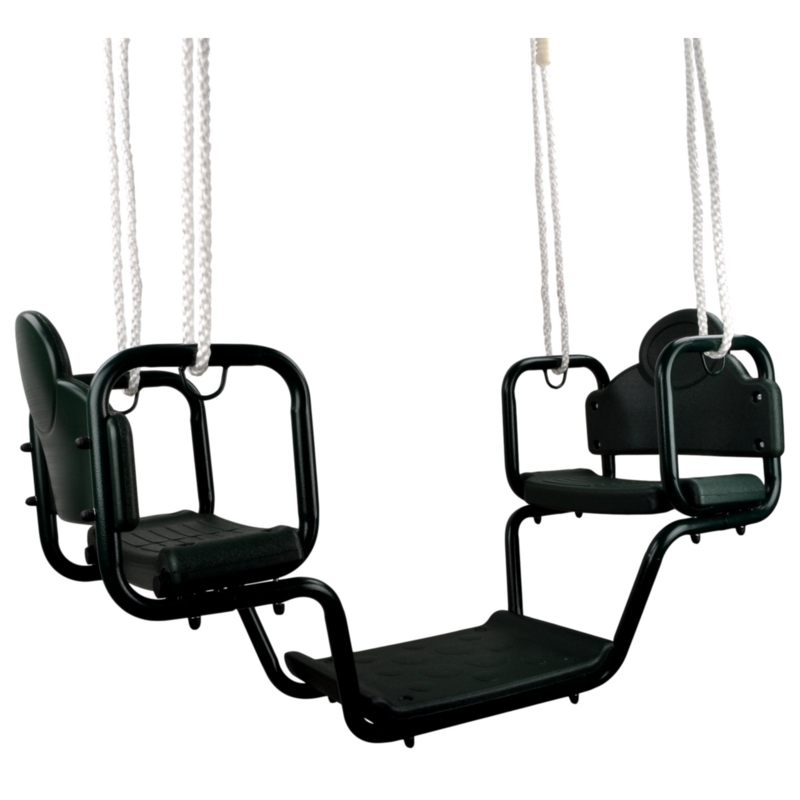 Glider Swing Shared Footrest Design with Face-to-Face Matte Black Frame