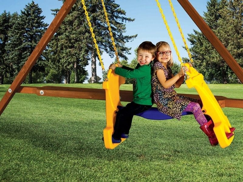 Glider Swing Sunny Yellow and Cobalt Blue with Protective Chain Coating