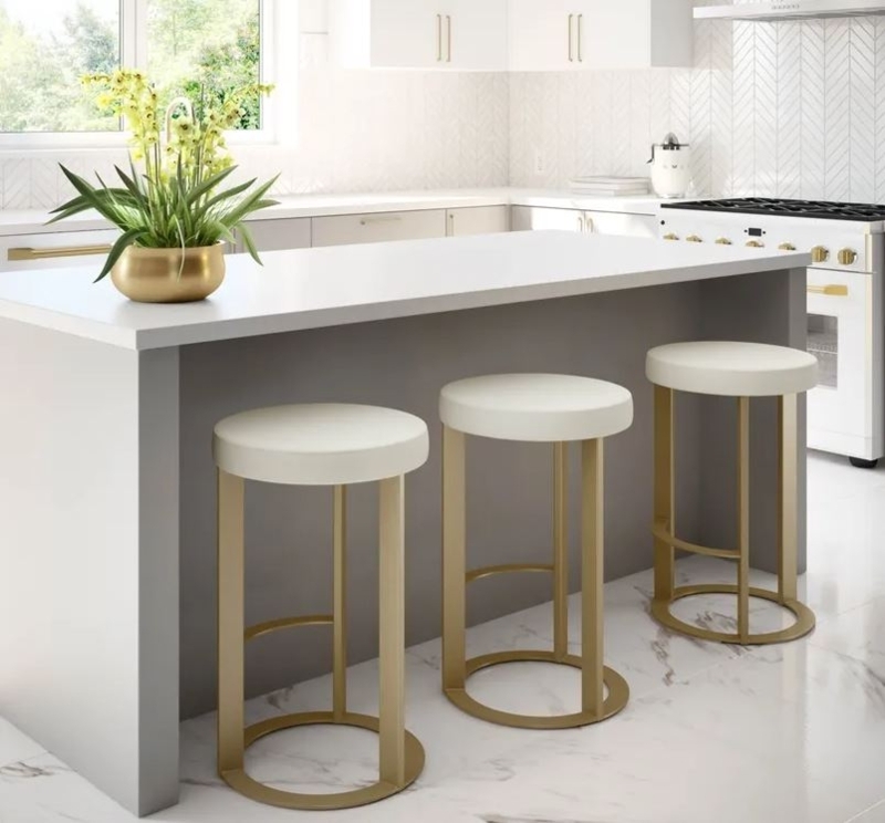 Gold with White or Black Seat, Backless Counter Bar Stool