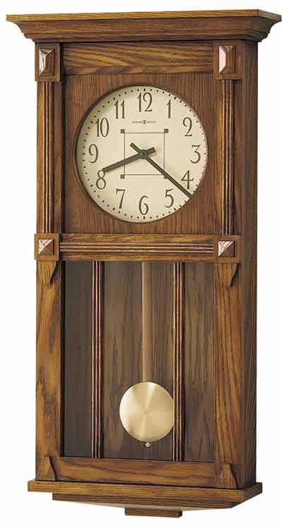 Golden Oak Wall Clock featuring Square Corner Accents