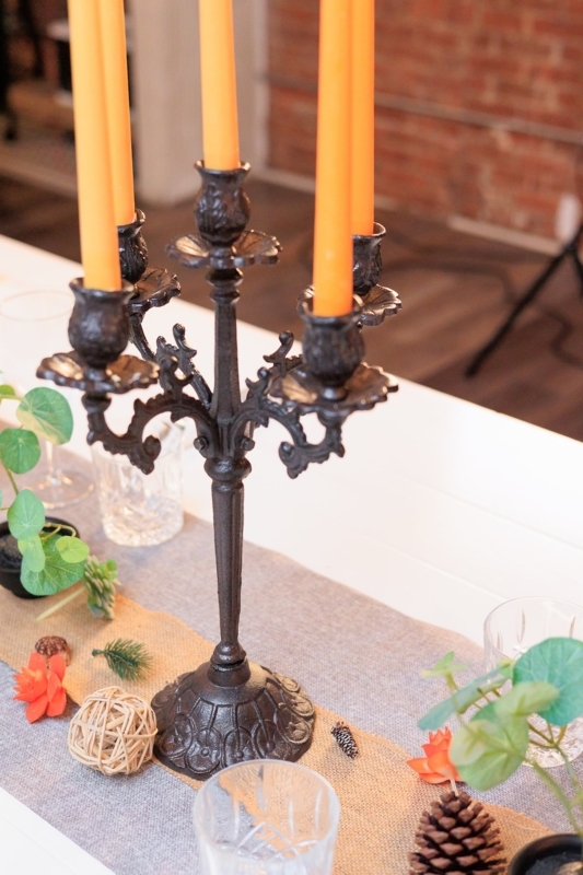 Gothic Cast Iron Candelabra: 5 Arm Candle Holder with Ornate Relief