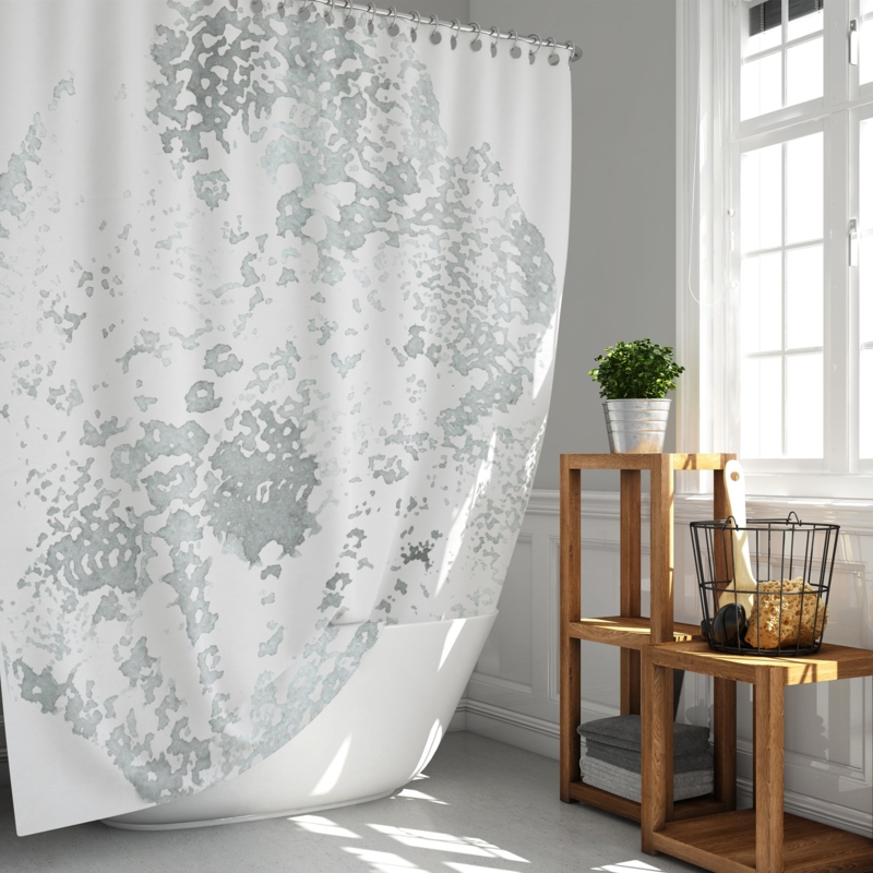 Gray Watercolor Mandala Shower Curtain Lace Print Modern Farmhouse Decor