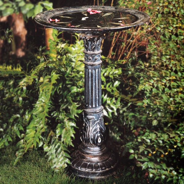 Grecian Garden Pedestal Birdbath with Acanthus Leaf Details
