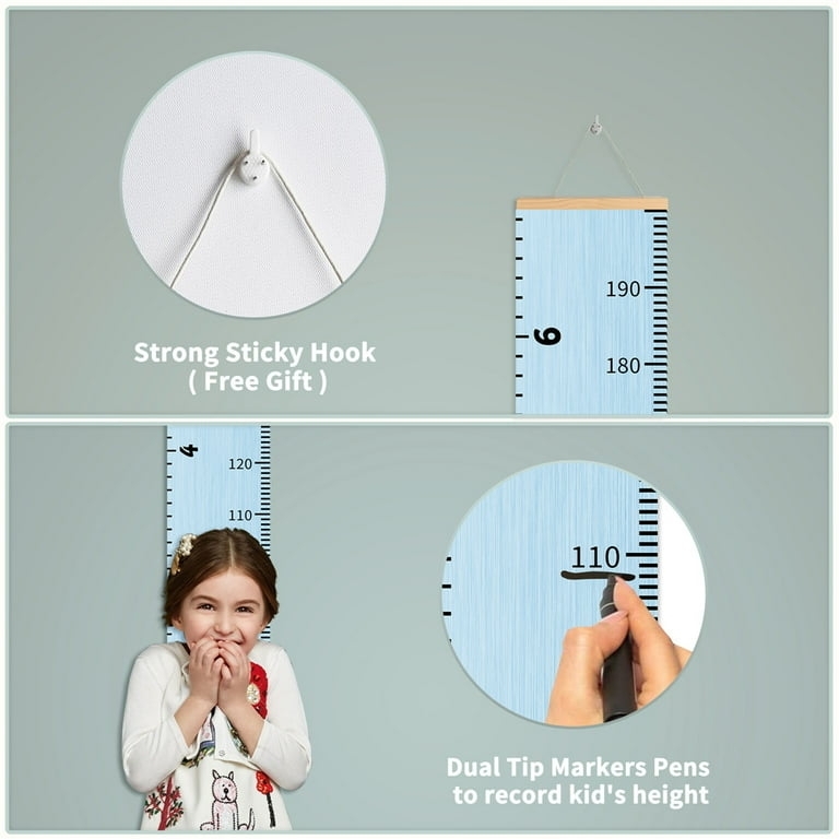 Growth Chart Scroll in Blue Wood Grain with Recordable Surface