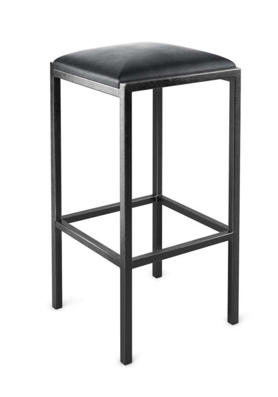 Gunmetal Frame Bar Stool, Backless Design & Padded Seat Cushion.