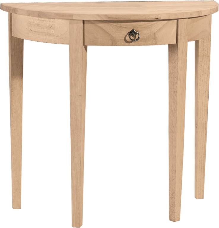 Half Round Table in Natural Blonde Wood with Ring Pull Hardware