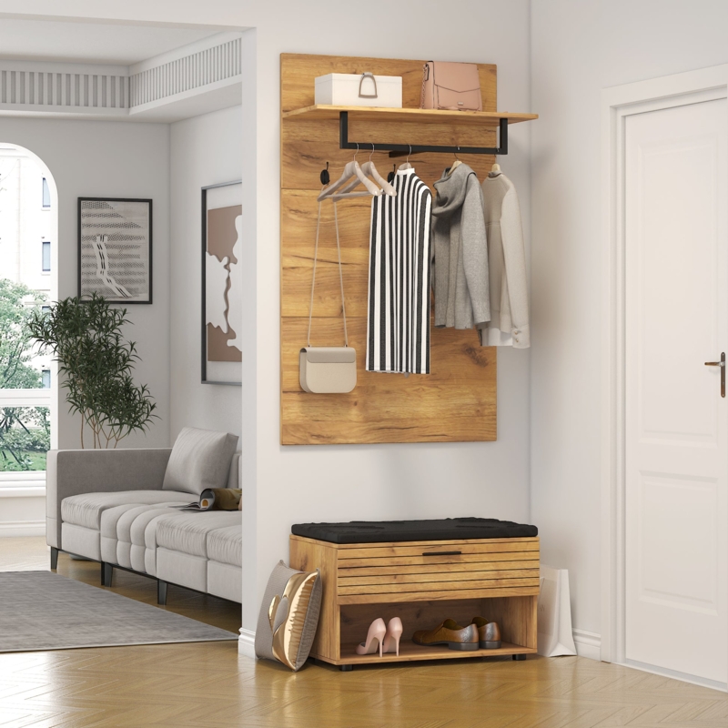 Hallway Shoe Cabinetmodern Coat Rack With 3 Hooks And Coat Hanger For