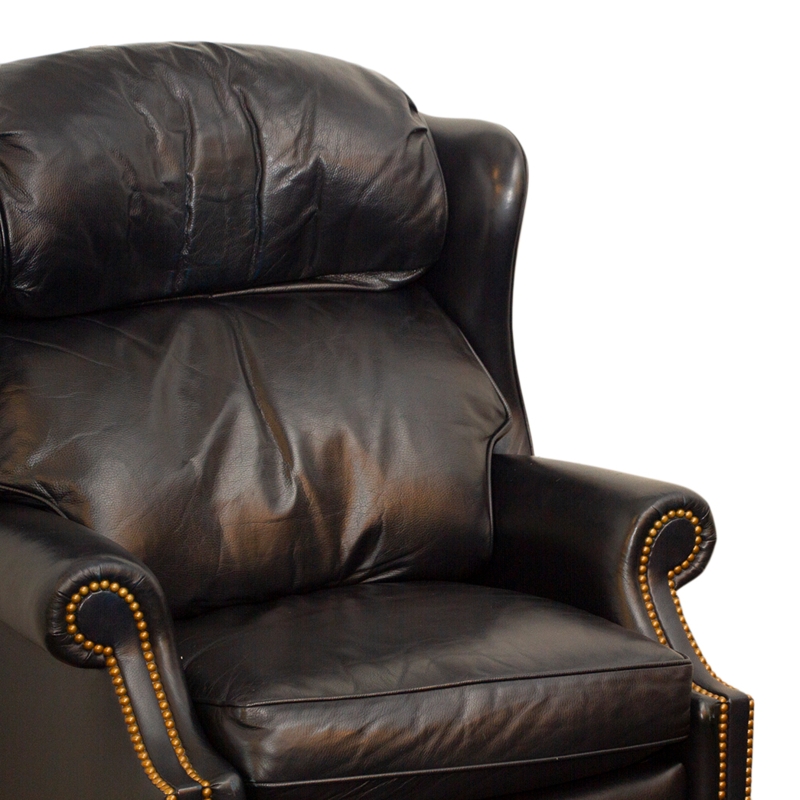 HANCOCK AND MOORE Navy Leather Recliner with Nailhead Trim