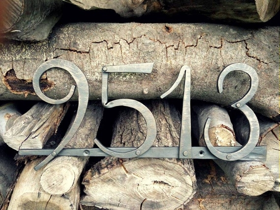 Hand Forged House Numbers Rustic Hammered Iron Address Sign