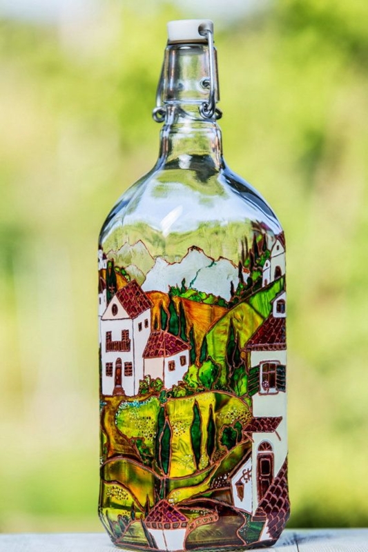 Hand Painted Oil Bottle, Olive Oil Cruet, Vinegar Glass Dispenser, Toscana  Landscape, Italian Style, Kitchen Decoration, Housewarming Gift - Etsy