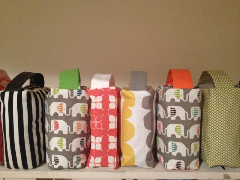 Handmade Fabric Doorstops Mixed Prints Elephant Pattern Top Handle