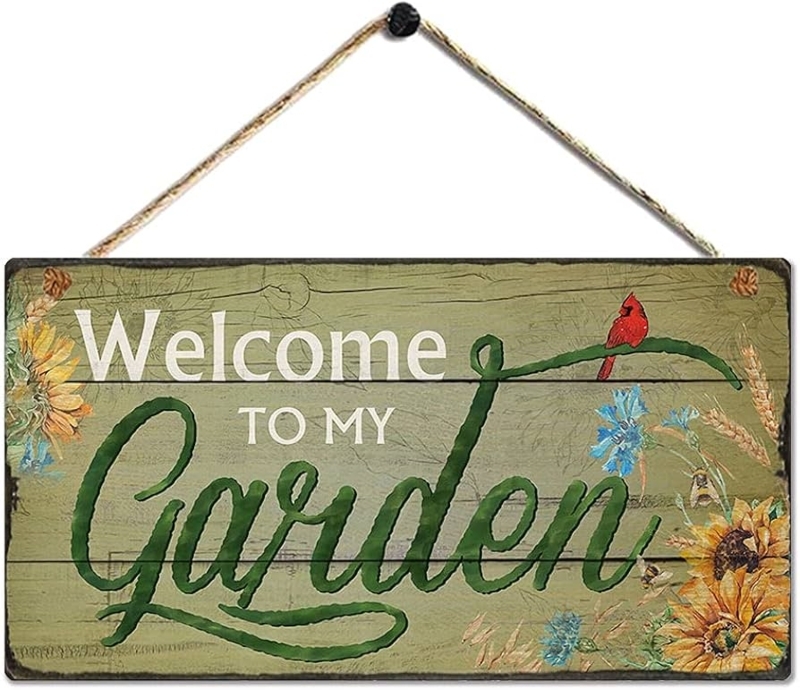Hanging Sign Rustic Sunflower Graphics with Weathered Edges