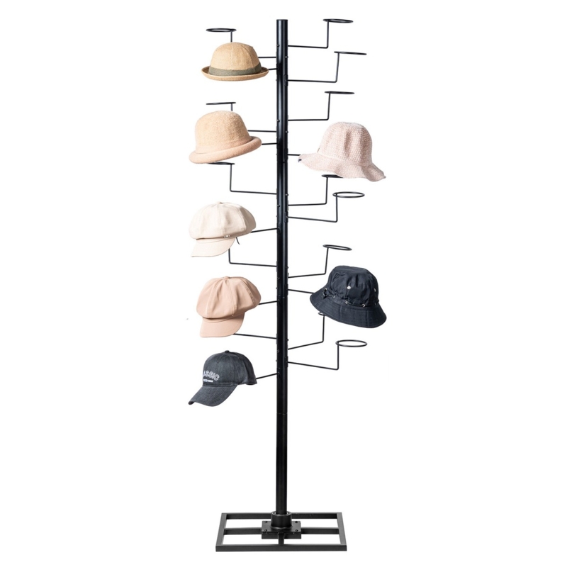 Hat Rack Matte Black Tiered Metal Circular Holders Industrial