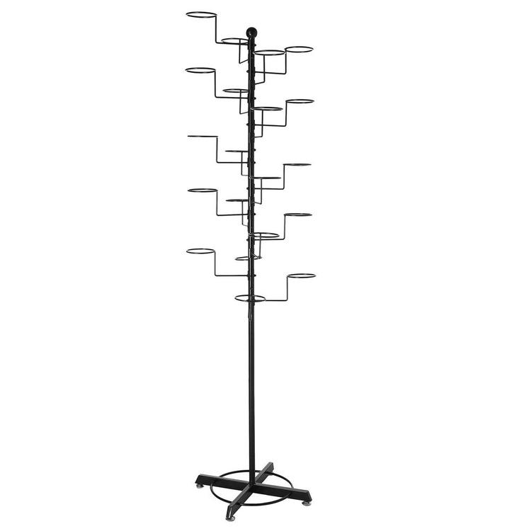 Hat Rack Spiral Staggered Layout Black Wire 20-Ring Stand