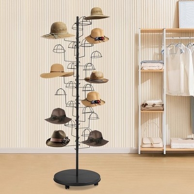 Hat Rack Tiered Wire Domes Rolling Matte Black Boutique Stand