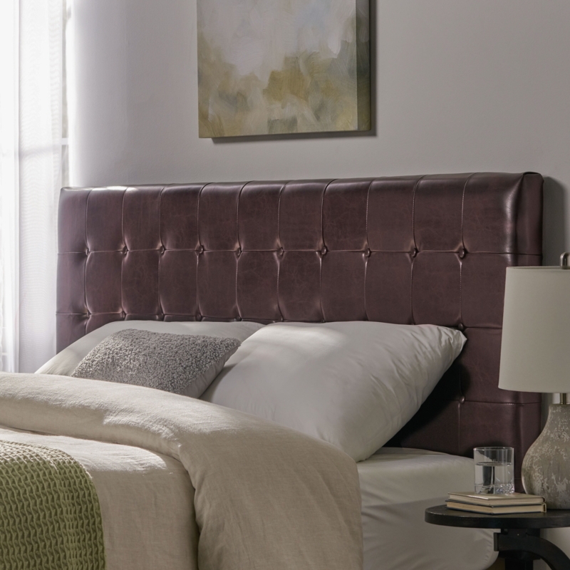 Headboard, Button Tufted Backrest, Vertical Seams, Espresso Brown.