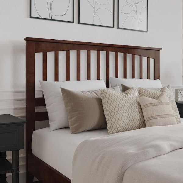 Headboard Mission Style Walnut Finish with Arched Top Rail