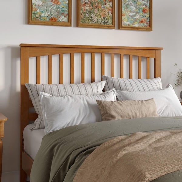 Headboard Transitional Mission Style in Light Toffee Finish Arched Top